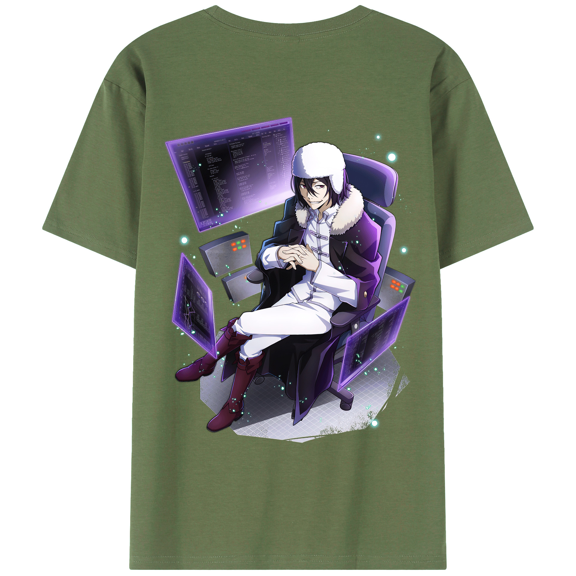 （画像用） 文豪ストレイドッグス Bungo Stray Dogs 綿100％ メンズ半袖Tシャツ（バックプリント） 通気性